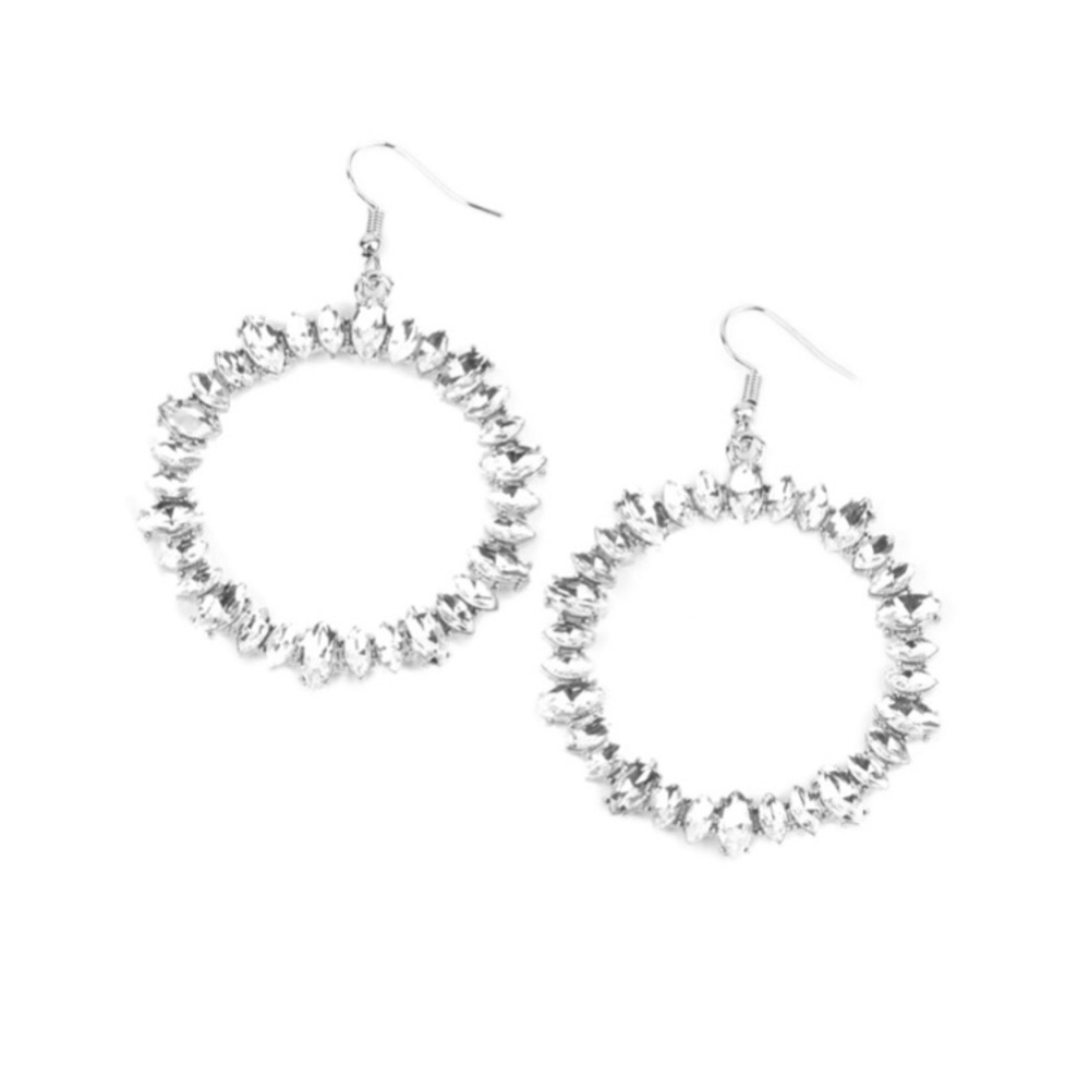 Silver Beaded Hoop Earrings with Dangle Design